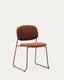 Chaise empilable Meli en chenille terracota et pieds en métal terracota FSC Mix Credit