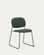 Chaise empilable Meli en chenille verte et pieds en métal vert FSC Mix Credit