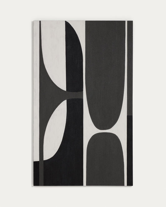 Tableau abstrait Onure noir et blanc 120 x 200 cm