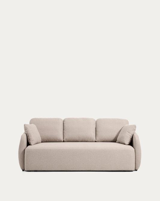 Canapé-lit Laira 3 places en chenille beige 218 cm FSC Mix Credit