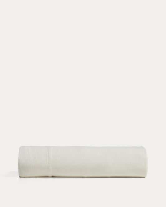Drap Sirale 100 % satin de coton fini lavé blanc pour lit de 180 cm