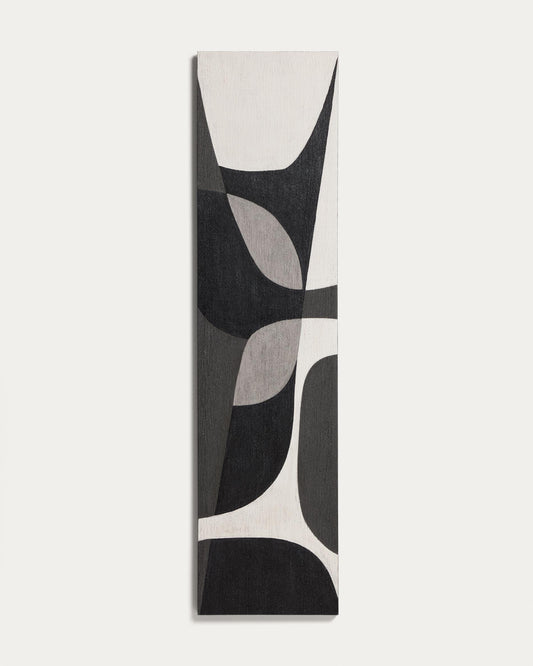 Tableau abstrait Onure noir et blanc 45 x 180 cm