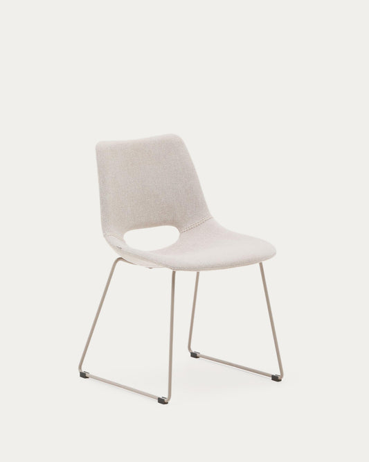 Chaise Zahara beige et pieds en acier beige FSC 100%