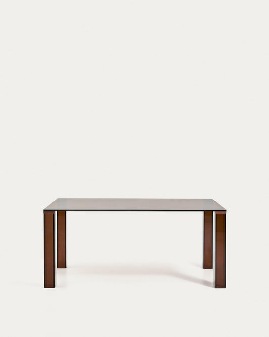 Table Adularia en verre trempé marron 160 x 90 cm