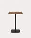 Table haute Dina mélamine finition noyer avec pied en métal et finition peinte noire 60x60x96 cm