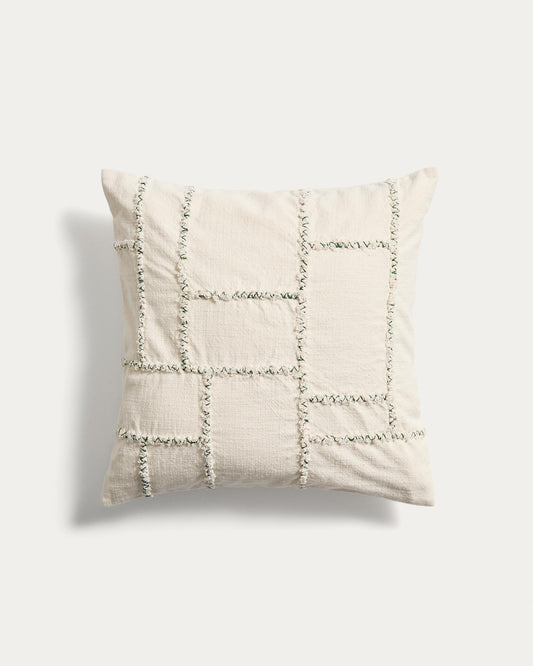 Housse de coussin Verion avec motif géométrique brodé vert 45 x 45 cm