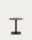 Table ronde Dina mélamine finition noyer avec pied en métal et finition peinte noire Ø 68x70 cm