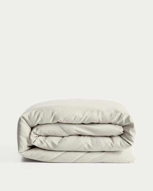 Housse de couette Sirale 100 % satin de coton fini lavé blanc pour lit de 90 cm