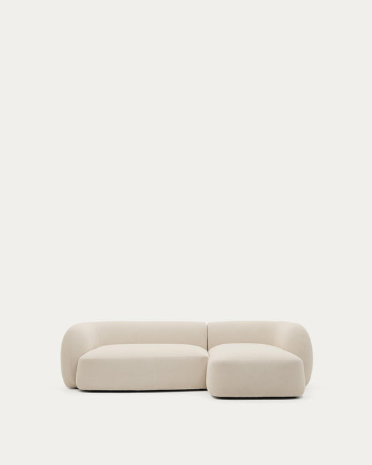 Martina ecru chenille 3-seater modular sofa with right chaise longue 287cm
