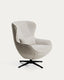 Fauteuil pivotant Sorile en chenille beige et acier avec finition noire FSC 100 %