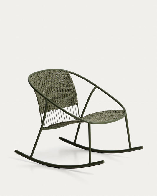 Fauteuil à bascule Atrani en acier galvanisé et corde verte