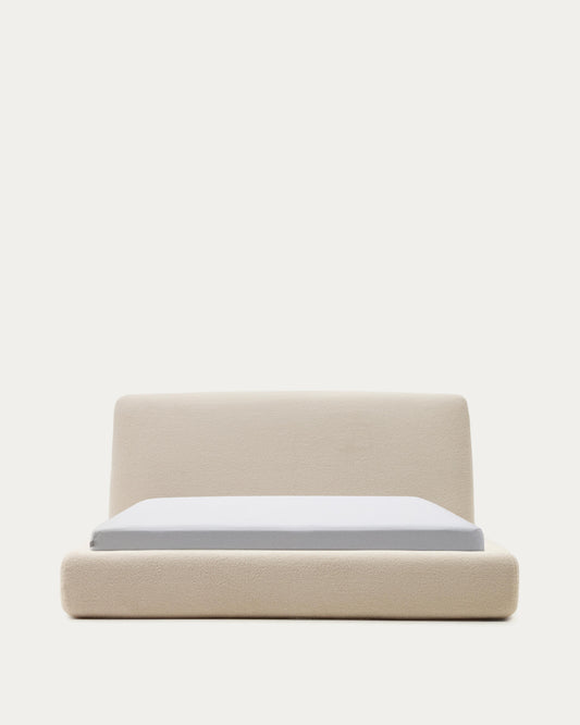 Martina bed with ecru bouclé removable cover for 160 x 200 cm mattress FSC Mix Credit