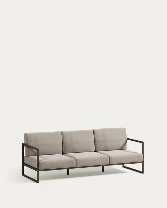 Canapé Comova 100 % pour extérieur 3 places gris clair et aluminium vert 222 cm