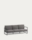 Canapé Comova 3 places 100 % pour extérieur gris foncé et aluminium noir 222 cm