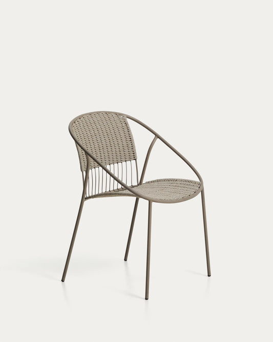 Chaise empilable d’extérieur Atrani en acier galvanisé et corde taupe