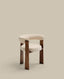 Chaise Granite à 3 pieds en tissu chenille beige et bois de frêne finition noyer FSC 100%