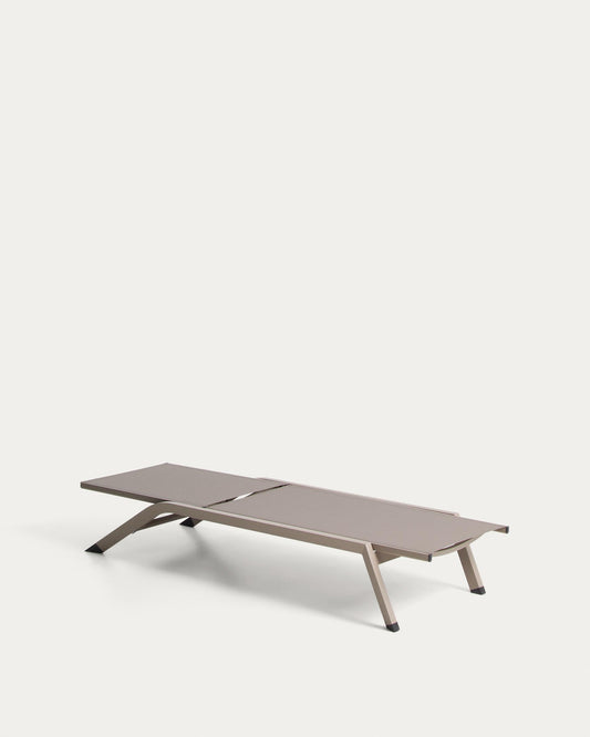Bain de soleil empilable Capraia en aluminium taupe et textilène marron