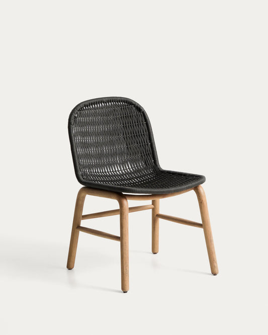 Chaise Alipa en bois d’acacia et corde gris foncé FSC 100 %