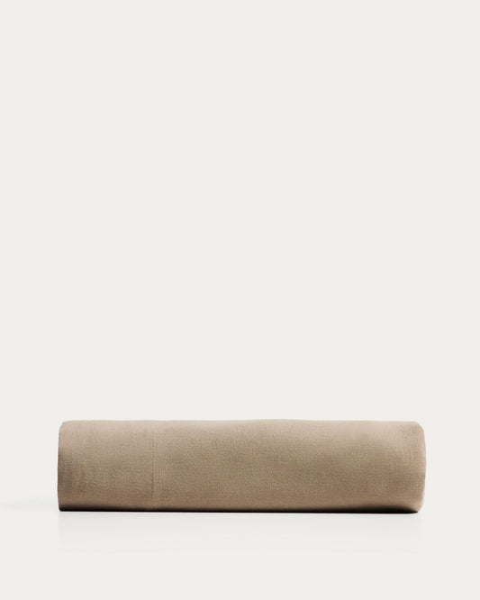 Drap Simmel en mélange de lin marron pour lit de 160 cm