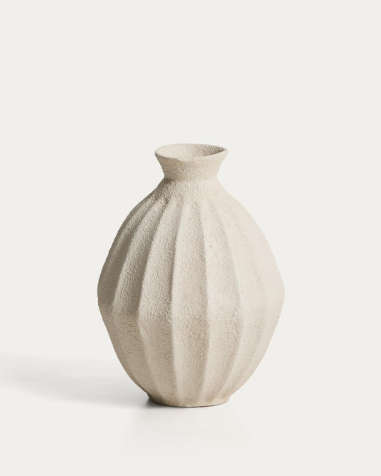 Vase Arquena en papier mâché beige 46 cm