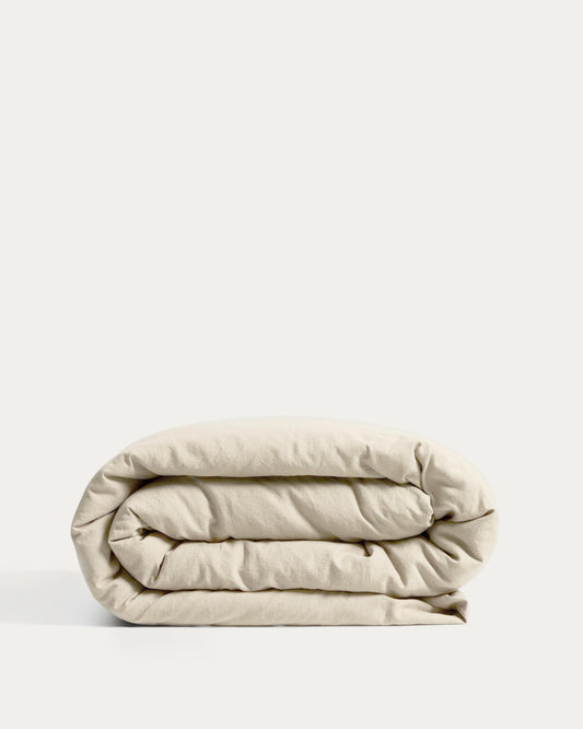 Housse de couette Simmel en mélange de lin écru pour lit de 160 cm
