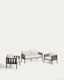 Ensemble Omala composé d’un canapé 2 places et 2 fauteuils en corde et aluminium vert