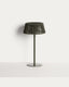 Lampe de table solaire d’extérieur Aldet en corde plate et pied en métal vert