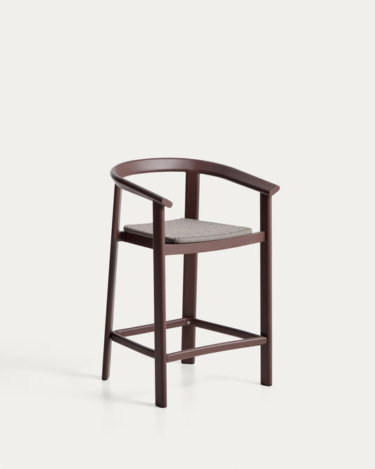 Tabouret Erice en aluminium et corde marron 65 cm