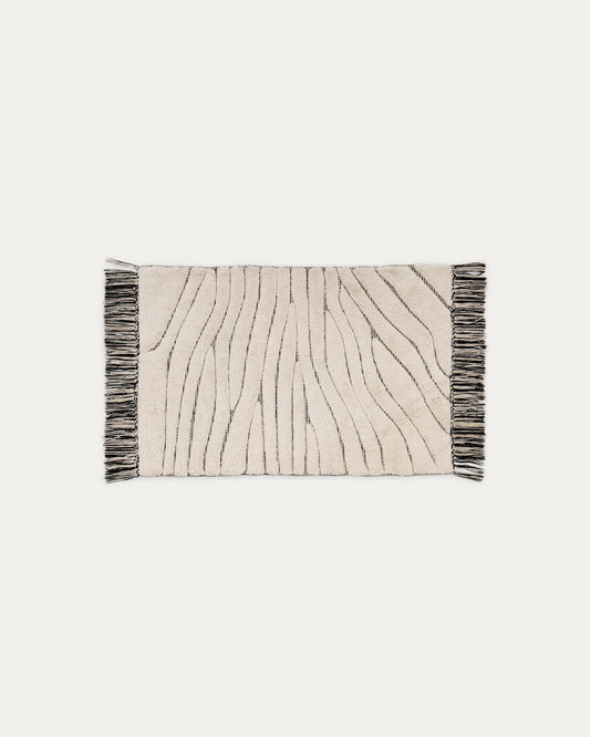 Tapis de salle de bain Crilda en coton blanc 50 x 70 cm