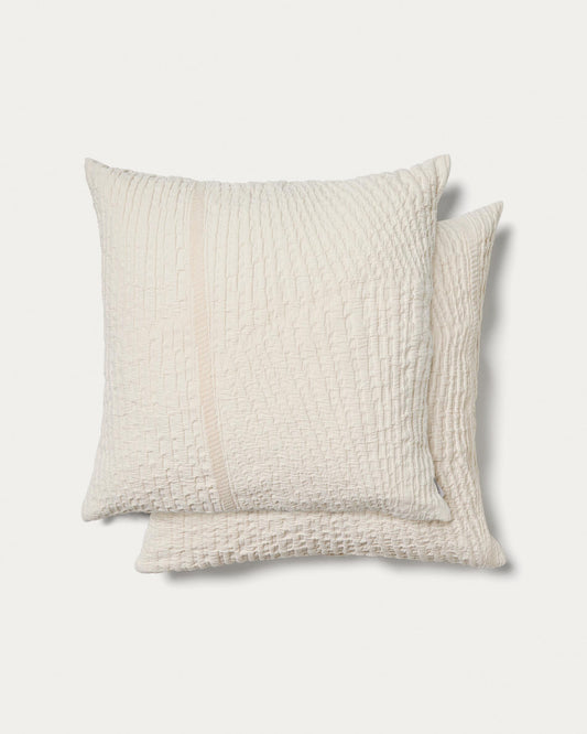 Ensemble Raylo de 2 housses de coussin 100 % coton avec structure et rayures 50 x 50 cm