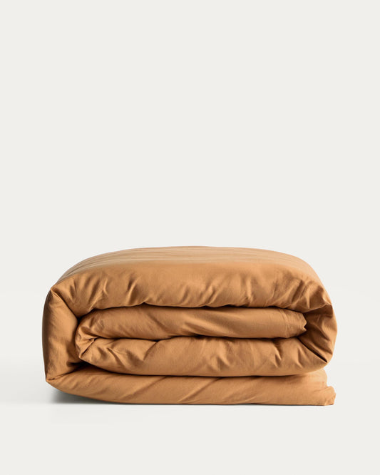 Housse de couette Sirale 100 % satin de coton fini lavé coloris cuivre pour lit de 180 cm
