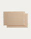 Daltan set of 2 beige striped cotton and jute placemats 35 x 50cm