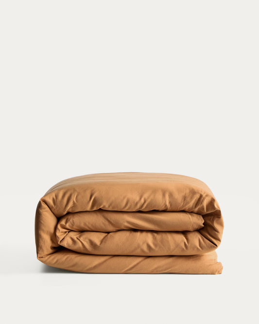 Housse de couette Sirale 100 % satin de coton fini lavé coloris cuivre pour lit de 150/160 cm