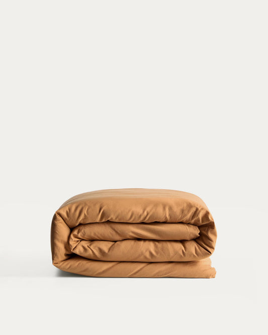Housse de couette Sirale 100 % satin de coton fini lavé coloris cuivre pour lit de 90 cm