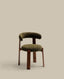 Chaise Granite en tissu chenille vert et bois de frêne finition noyer FSC 100%