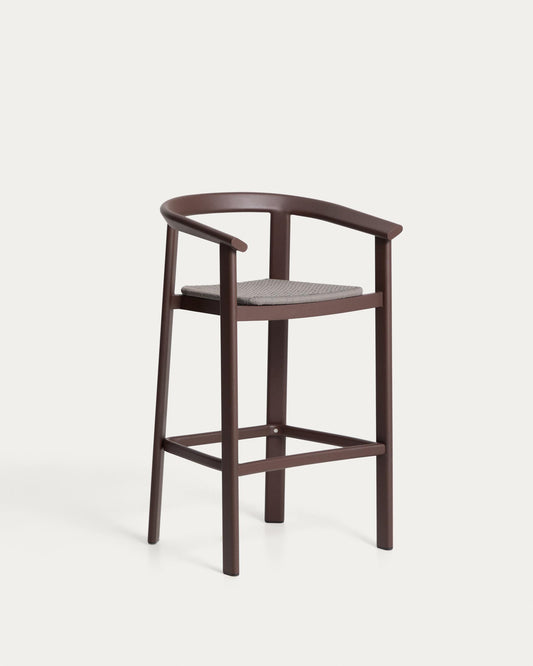 Tabouret Erice en aluminium et corde marron 75 cm