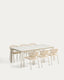 Ensemble table extensible Brela en aluminium et 6 chaises empilables Livadia en aluminium et corde synthétique écrue 205 (287) x 100 cm