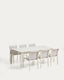 Ensemble table extensible Brela en aluminium écru et 6 chaises Luri en aluminium écru et textilène beige 205 (287) x 100 cm