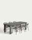 Ensemble table extensible Livorno en aluminium graphite 233 (350) x 100 cm et 4 chaises Alimia en aluminium graphite et corde synthétique grise