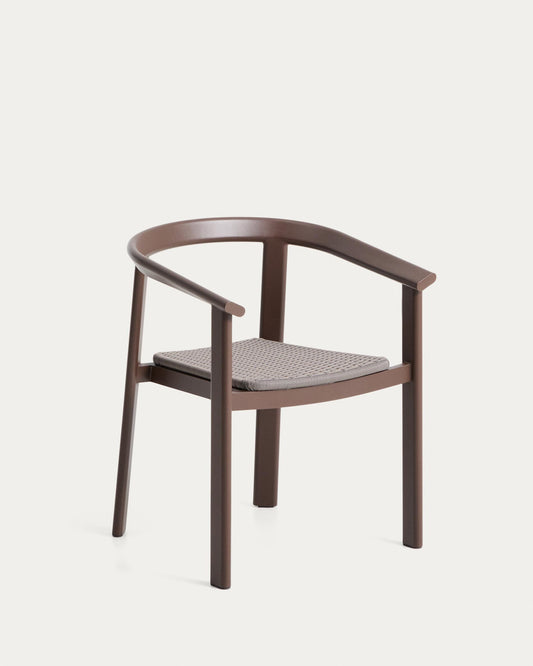 Chaise empilable d’extérieur Erice en aluminium et corde marron