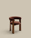 Chaise Granite à 3 pieds en tissu chenille marron et bois de frêne finition noyer FSC 100%