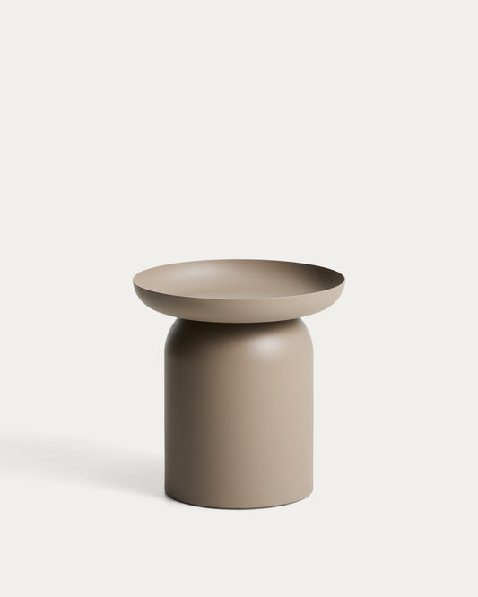 Table auxiliaire Arcola en aluminium taupe Ø 45 cm
