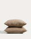 Ensemble Simmel de 2 taies d’oreiller en mélange de lin marron 65 x 65 cm