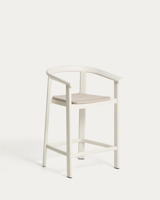 Tabouret Erice en aluminium et corde écrue 65 cm