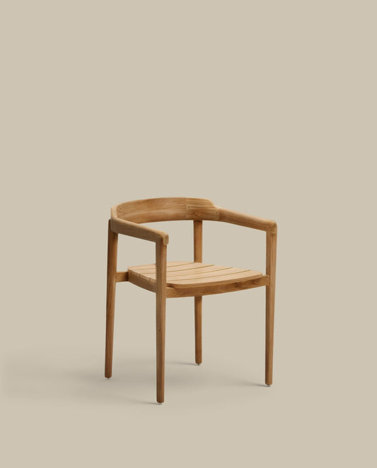 Chaise empilable Icaro en bois massif de teck finition naturelle FSC 100 %