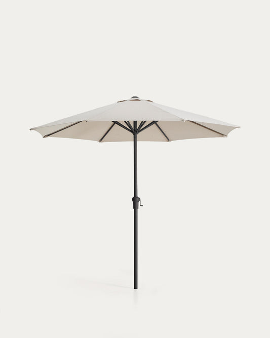 Parasol Milna beige avec mât central et armature en acier graphite Ø 300 cm
