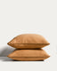 Ensemble Sirale de 2 taies d’oreiller 100 % satin de coton fini lavé coloris cuivre 65 x 65 cm