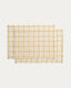 Ensemble Adesta de 2 sets de table en coton 100 % écru à carreaux jaunes 35 x 50 cm