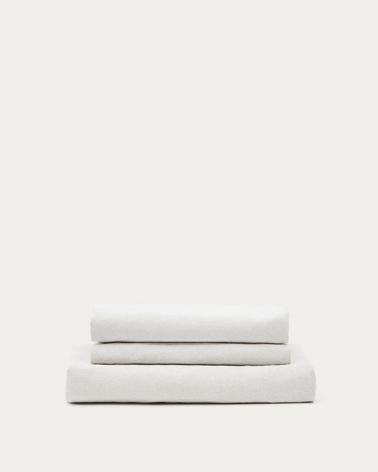 Housse pour fauteuil Nora en lin et coton écru 92 cm