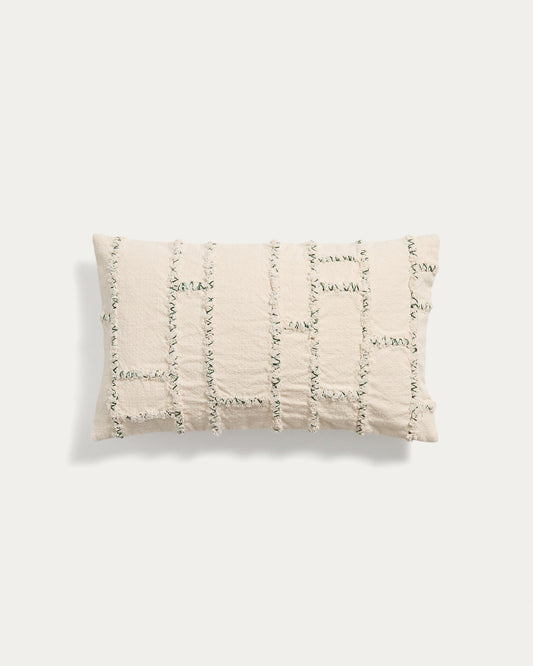 Housse de coussin Verion avec motif géométrique brodé vert 30 x 50 cm